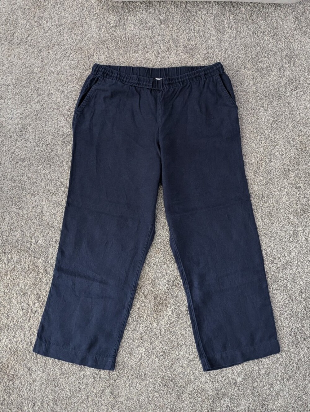 Charter Club Luxury 100% Linen Pants Navy Blue Pull On Women's